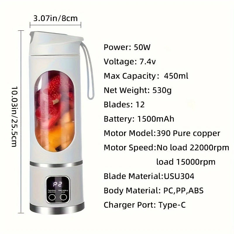 Portable Electric Blender with LED Display